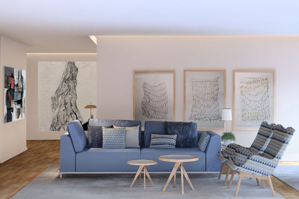 Projeto Design de Interiores, CódigoDesign, sala de estar, Arte, sofá IGO, Guimarães Portugal