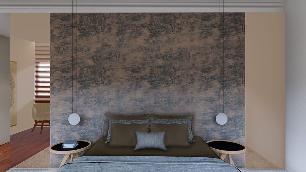 Projeto de interiores num apartamento no Porto, Foz (Portugal), quarto suite com walking closet